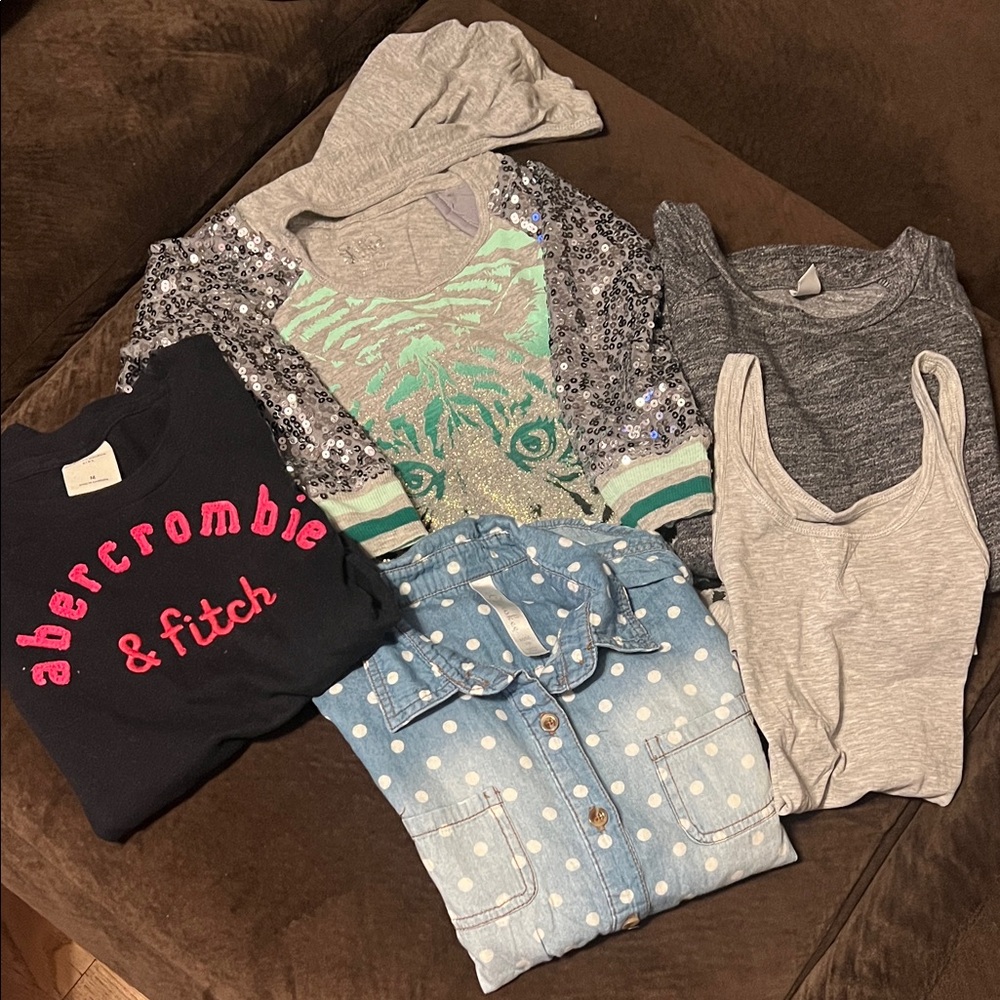 Abercrombie & Fitch, Justice, H&M girls tops